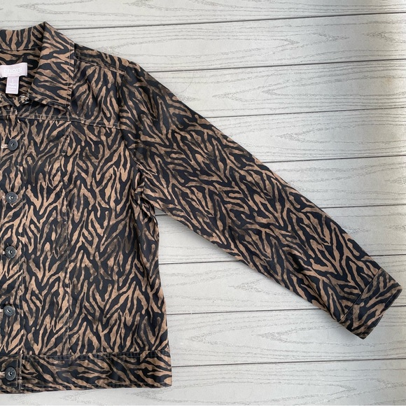 Chico’s Brown/Black Animal Print Zebra Jacket 1 / S - Picture 4 of 8